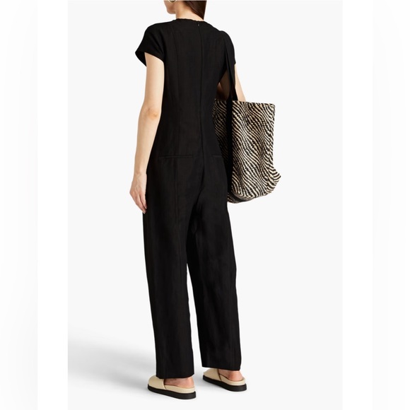 Toteme Linen Blend Jumpsuit Black - Picture 2 of 15